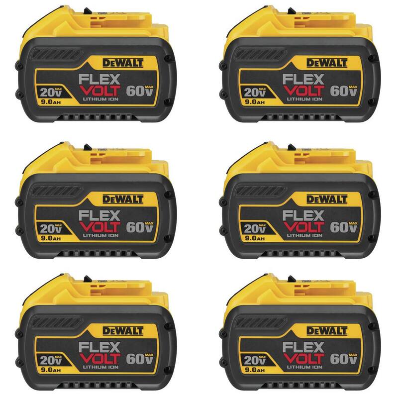 Paquete de batería DEWALT FLEXVOLT 20V/60V MAX de iones de litio de 9.0 Ah (paquete de 6) - DCB609-6