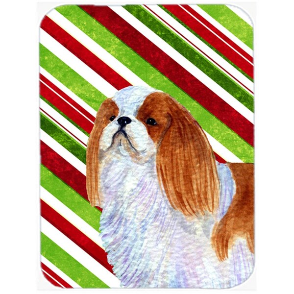 Carolines Treasures English Toy Spaniel Candy Cane Holiday Christmas Glass Cutting Board - Large - SS4576LCB