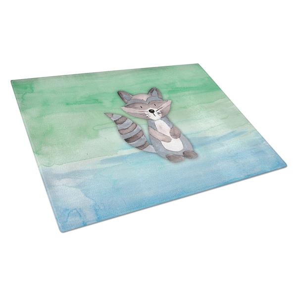 Carolines Treasures Raccoon Watercolor Glass Cutting Board Large - BB7438LCB