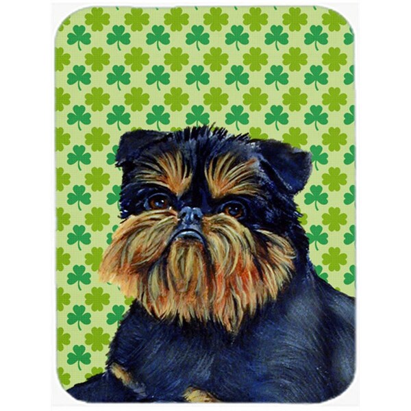 Carolines Treasures 15 x 12 in. Brussels Griffon St. Patricks Day Shamrock Portrait Glass Cutting Board - Large - LH9208LCB