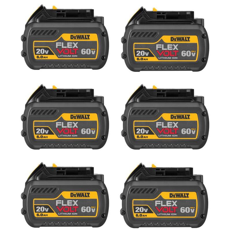 Batería DEWALT FLEXVOLT 20V/60V MAX de iones de litio de 6.0Ah (paquete de 6) - DCB606-6