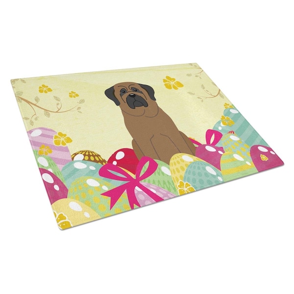 Carolines Treasures Easter Eggs Bullmastiff Glass Cutting Board Large - BB6084LCB