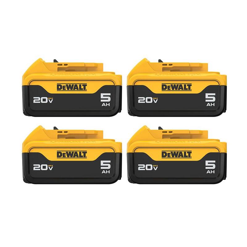 Batería de 20V MAX de iones de litio Premium de 5.0Ah (paquete de 4) - DCB205-4