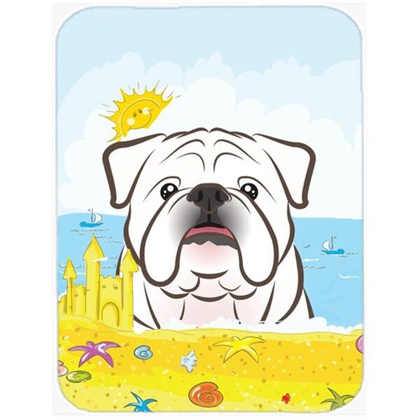 Carolines Treasures Carolines Treasures BB2088LCB White English Bulldog Summer Beach Glass Cutting Board; Large - BB2088LCB