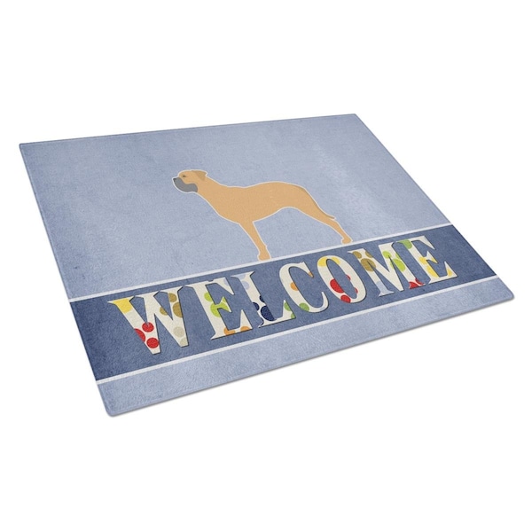 Carolines Treasures Bullmastiff Welcome Glass Cutting Board Large - BB5575LCB
