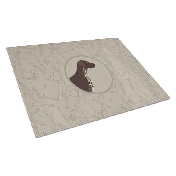Carolines Treasures German Shorthaired Pointer in the Kitchen Glass Cutting Board Large - CK2188LCB