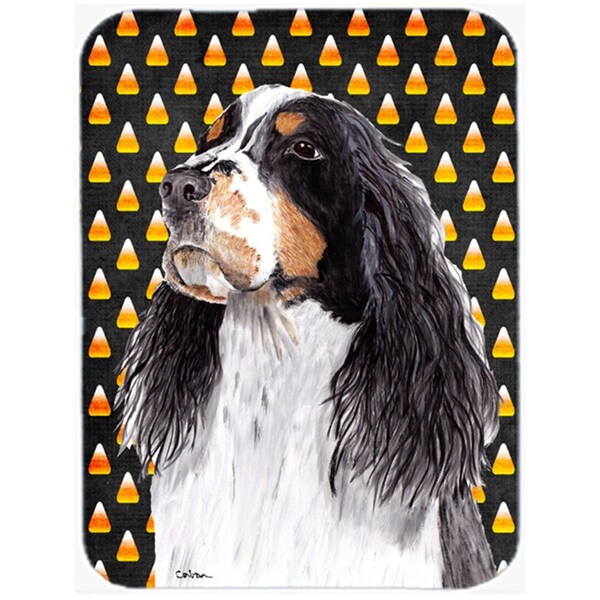 Carolines Treasures Springer Spaniel Candy Corn Halloween Portrait Glass Cutting Board - Large - SC9172LCB
