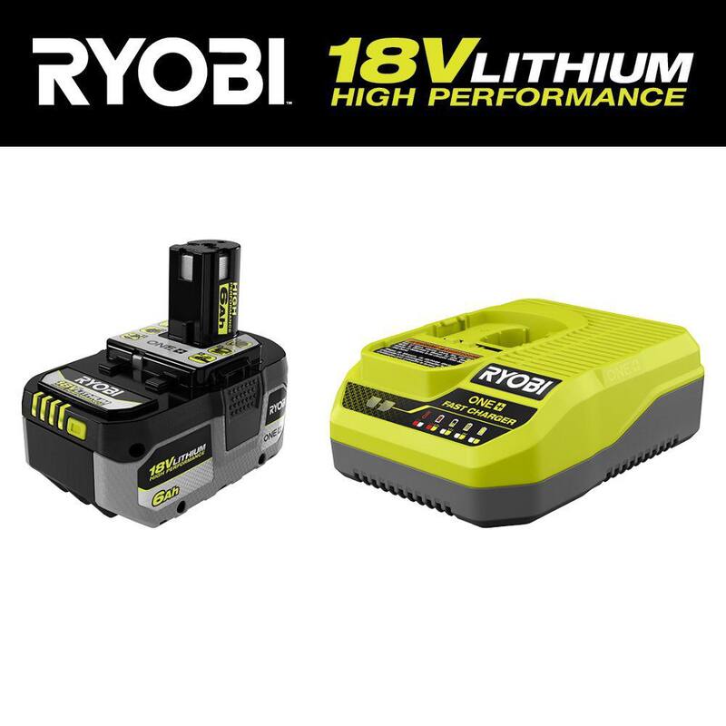 Kit de Inicio de Batería y Cargador de Alto Rendimiento de Iones de Litio de 18V 6.0 Ah ONE+ HP de RYOBI - PSK016