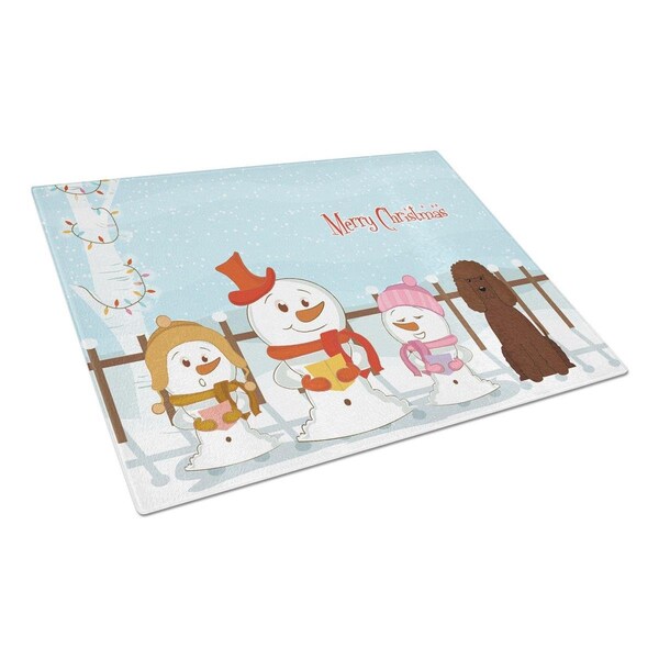 Carolines Treasures Merry Christmas Carolers Irish Water Spaniel Glass Cutting Board, Large - BB2394LCB