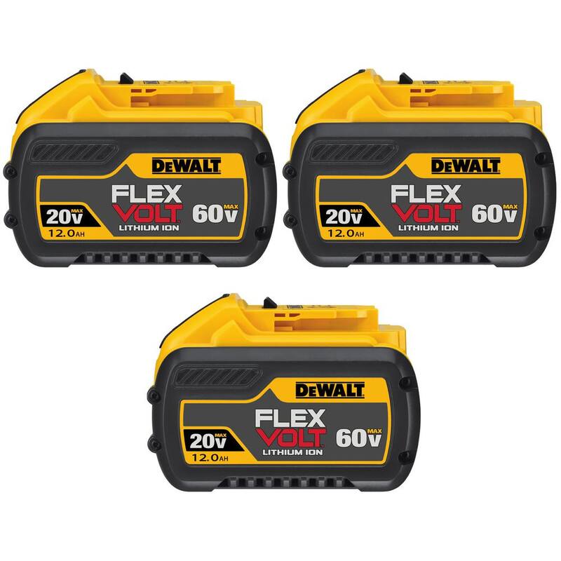 Batería de iones de litio DEWALT FLEXVOLT 20V/60V MAX de 12.0 Ah (paquete de 3) - DCB612-3