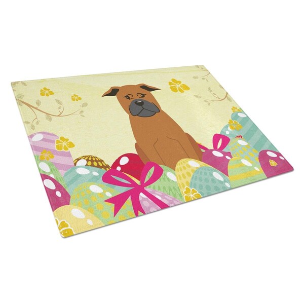 Carolines Treasures Easter Eggs Chinese Chongqing Dog Glass Cutting Board Large - BB6111LCB