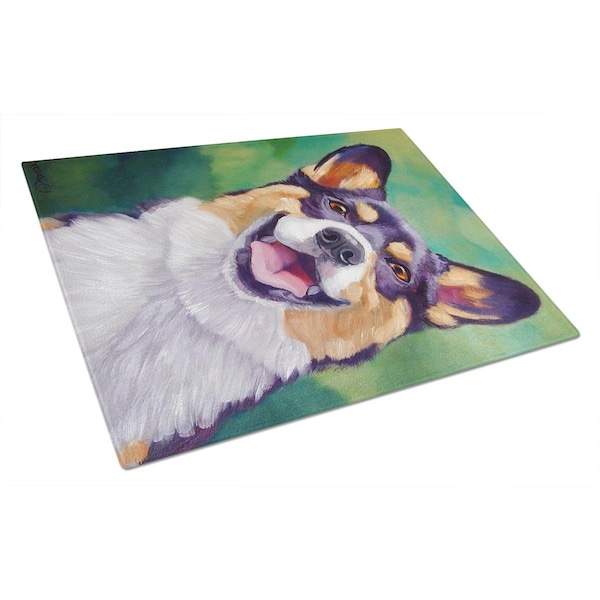Carolines Treasures Tricolor Pembroke Corgi Glass Cutting Board Large - 7364LCB
