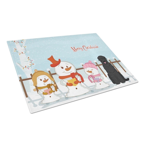 Carolines Treasures Merry Christmas Carolers Black Russian Terrier Glass Cutting Board, Large - BB2357LCB