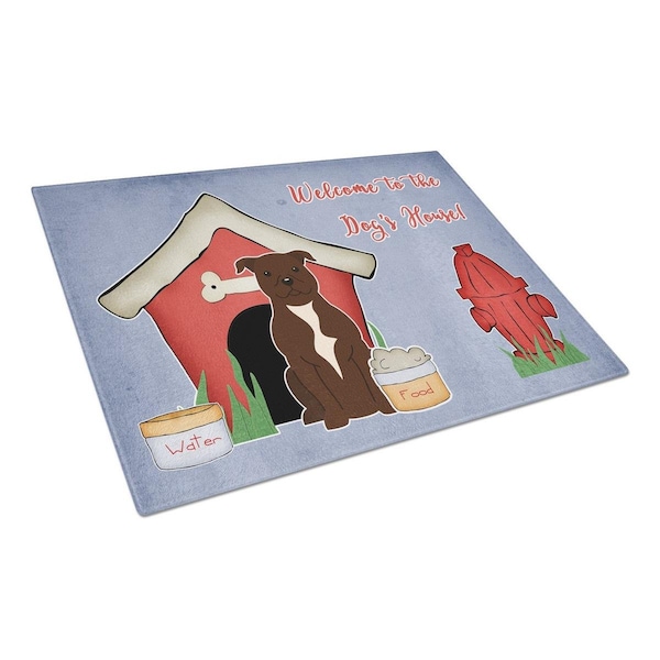 Carolines Treasures Dog House Collection Staffordshire Bull Terrier Chocolate Glass Cutting Board, Large - BB2802LCB