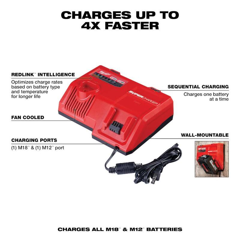 Cargador de batería Milwaukee M12 y M18 de Multi-Voltaje con 3.0Ah (Paquete de 2) - 48-59-1811-48-11-1837