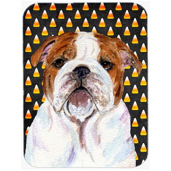 Carolines Treasures Bulldog English Candy Corn Halloween Portrait Glass Cutting Board - Large - SS4277LCB