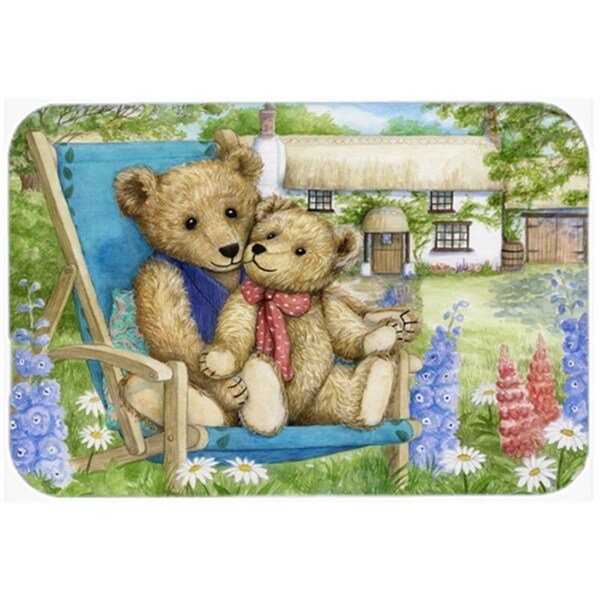 Carolines Treasures CDCO0306LCB Springtime Teddy Bears in Flowers Glass Large Cutting Board - CDCO0306LCB