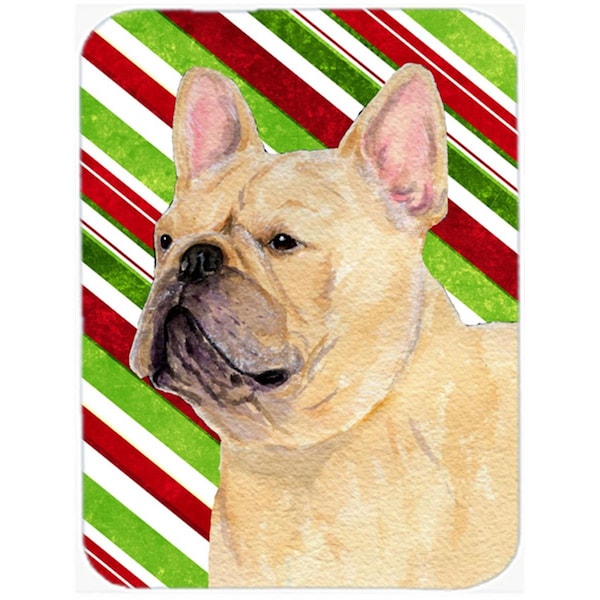 Carolines Treasures French Bulldog Candy Cane Holiday Christmas Glass Cutting Board - Large - SS4554LCB