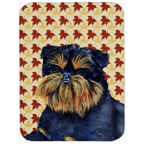 Carolines Treasures LH9118LCB Brussels Griffon Fall Leaves Portrait Glass Cutting Board, Large - LH9118LCB