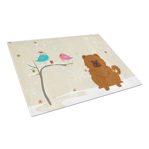 Carolines Treasures Christmas Presents Between Friends Chow Chow Red Glass Cutting Board, Large - BB2614LCB