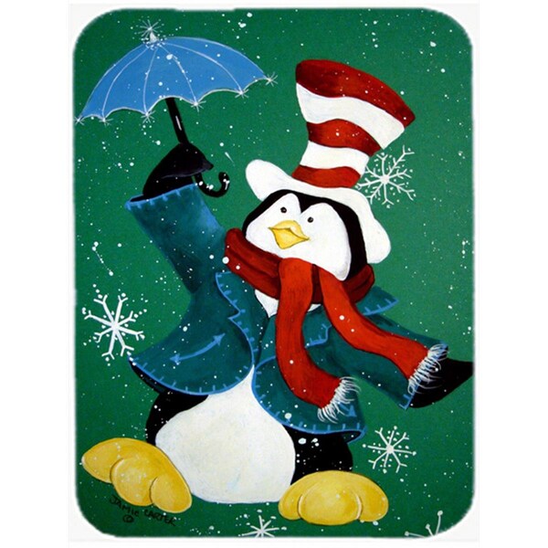 Carolines Treasures PJC1015LCB Just Dropping In To Say Hello Christmas Penguin Glass Cutting Board, Large - PJC1015LCB