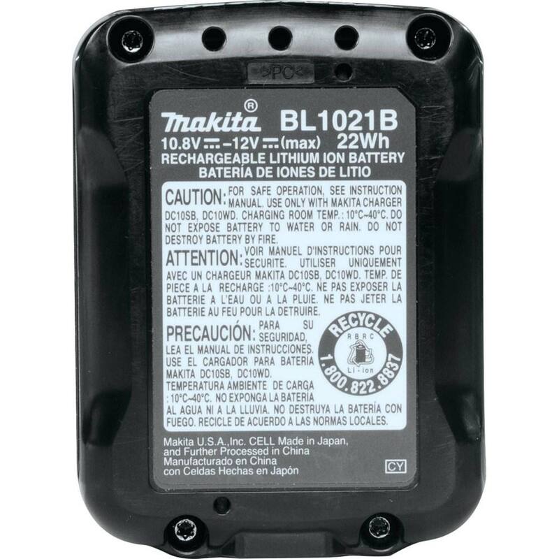 Paquete de inicio de batería compacta de iones de litio Makita 12V max CXT 2.0Ah y cargador - BL1021BDC1