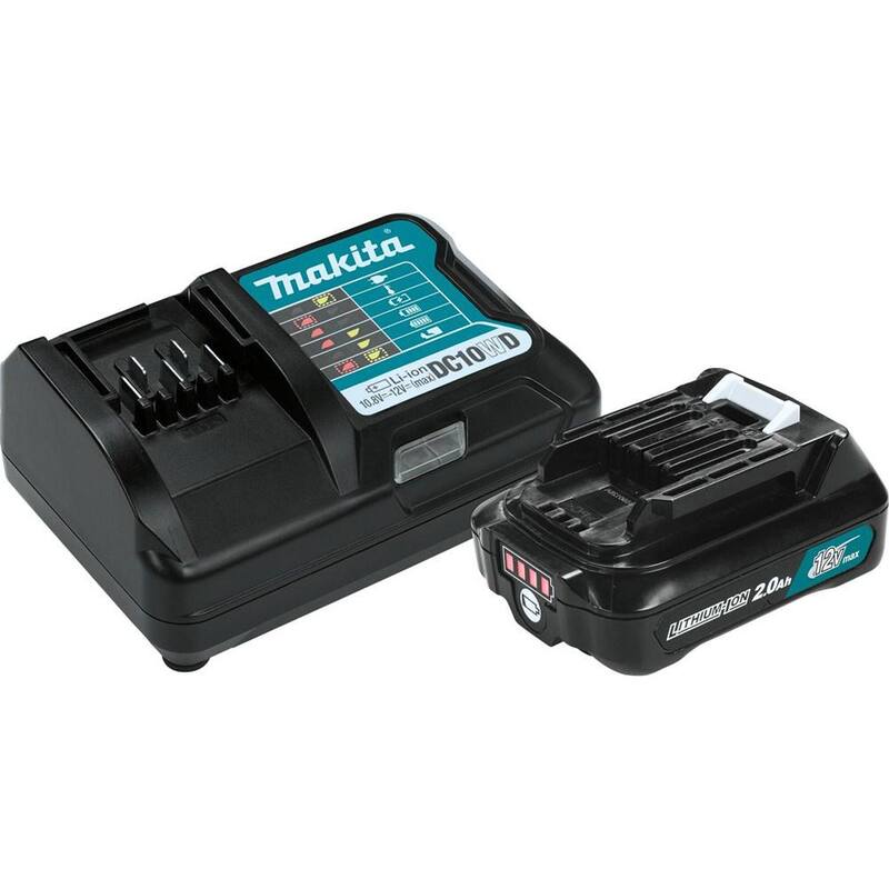 Paquete de inicio de batería compacta de iones de litio Makita 12V max CXT 2.0Ah y cargador - BL1021BDC1