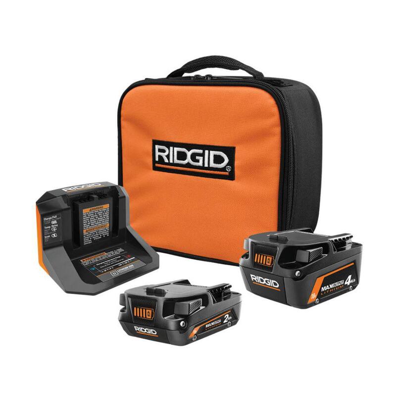 Baterías RIDGID 18V MAX de 4.0 Ah y 2.0 Ah con cargador de 18V - AC8400240SB