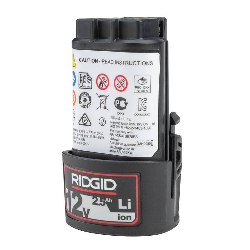 Batería recargable de iones de litio avanzada de 12 voltios y 2.5 amperios de RIDGID para herramientas de prensado RP 115, RP 241, RP 240 y PEX-One - 55183