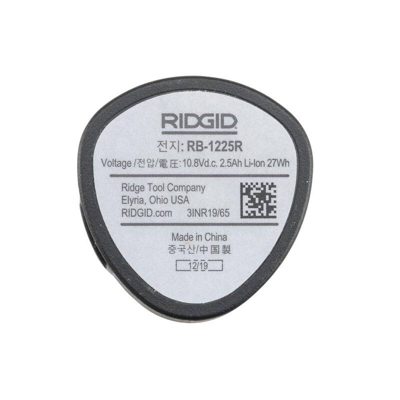 Batería recargable de iones de litio avanzada de 12 voltios y 2.5 amperios de RIDGID para herramientas de prensado RP 115, RP 241, RP 240 y PEX-One - 55183