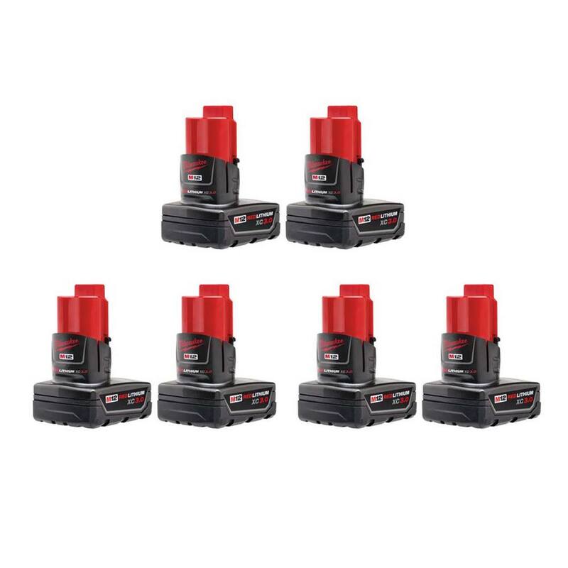 Milwaukee M12 Paquete de baterías de iones de litio XC de 12 voltios y capacidad extendida de 3.0 Ah (paquete de 6) - 48-11-2412X3