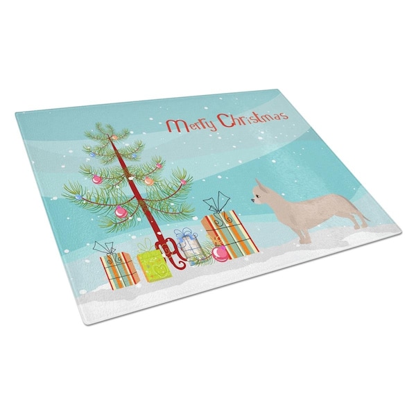 Carolines Treasures Tan Chiweenie Christmas Tree Glass Cutting Board Large - CK3815LCB