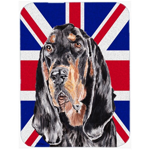 Carolines Treasures Black And Tan Coonhound With Engish Union Jack British Flag Glass Cutting Board - Large - SC9869LCB