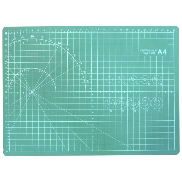 Multicomp Pro Cutting Mat, A4, 8.66 in.  11.81 in.  0.11 in., Polyvinyl Chloride, Dbl Sided, Self-healing, Grn - MP008311