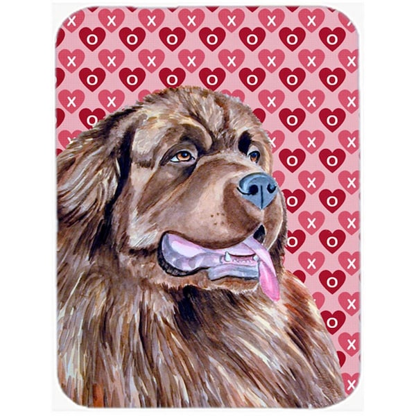 Carolines Treasures 15 x 12 in. Newfoundland Hearts Love and Valentines Day Portrait Glass Cutting Board - Large - LH9129LCB