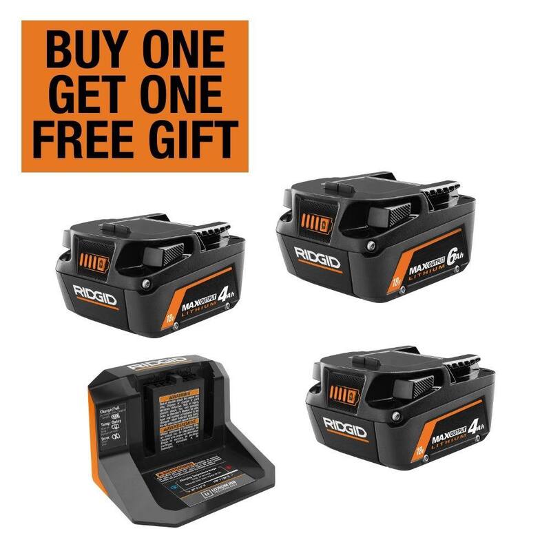 Kit de inicio RIDGID 18V con (2) Baterías de salida máxima de 4.0 Ah y Cargador con Batería de salida máxima de 6.0 Ah - AC8609340SB-AC840060