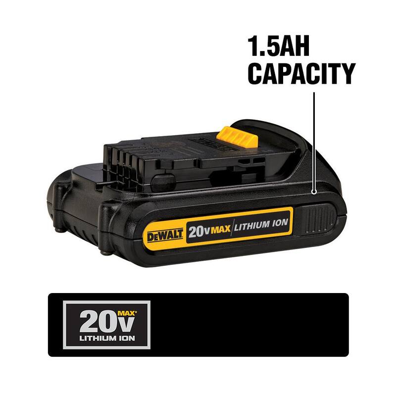 Paquete de batería de iones de litio compacta DEWALT 20V MAX de 1.5Ah - DCB201