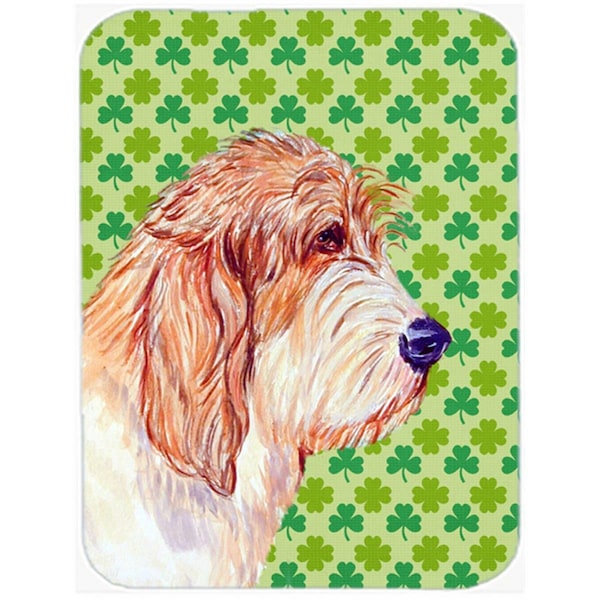 Carolines Treasures 15 x 12 in. Petit Basset Griffon Vendeen Shamrock Glass Cutting Board - Large - LH9217LCB