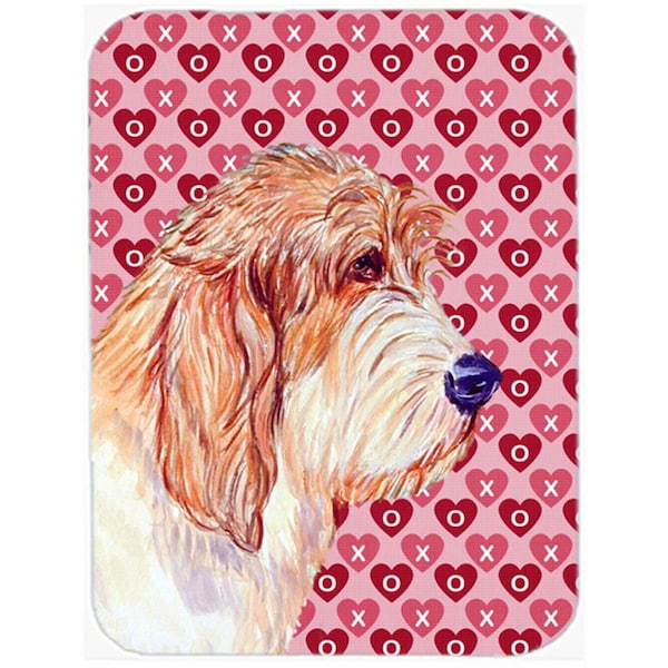 Carolines Treasures 15 x 12 in. Petit Basset Griffon Vendeen Love and Valentines Day Glass Cutting Board - Large - LH9172LCB