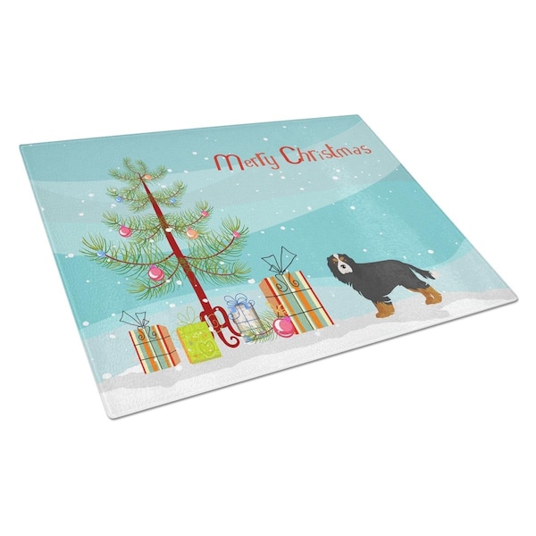 Carolines Treasures Cavalier King Charles Spaniel Tricolor Christmas Tree Glass Cutting Board - Large - CK3446LCB