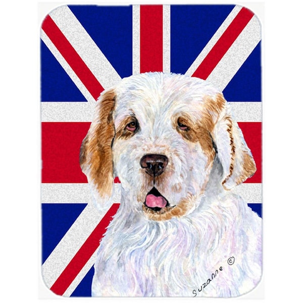 Carolines Treasures Clumber Spaniel With English Union Jack British Flag Glass Cutting Board - Large - SS4942LCB