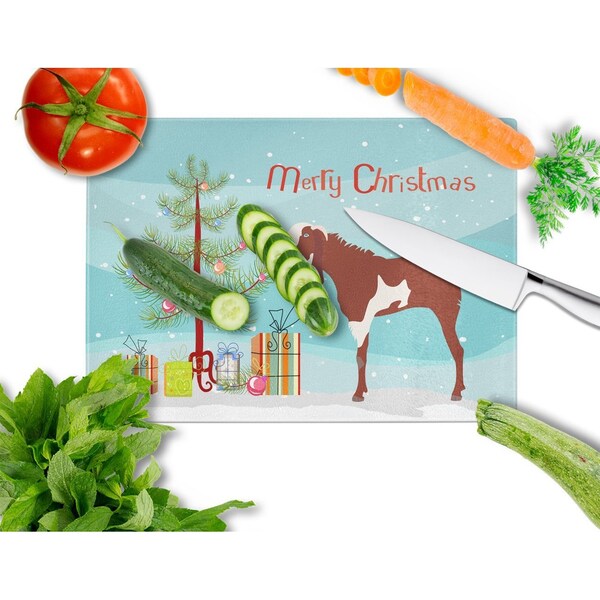 Carolines Treasures Jamnapari Goat Christmas Glass Cutting Board - Large - BB9257LCB