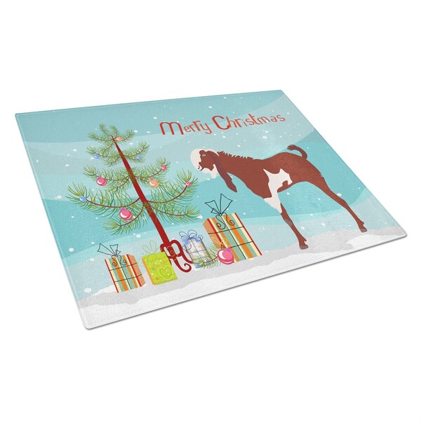 Carolines Treasures Jamnapari Goat Christmas Glass Cutting Board - Large - BB9257LCB