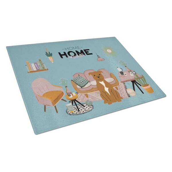 Carolines Treasures Brown Staffordshire Bull Terrier Sweet Home Glass Cutting Board - Large - CK7892LCB