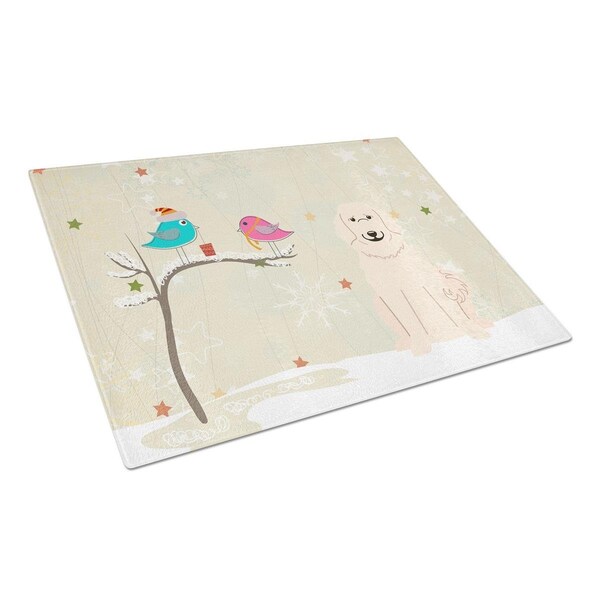 Carolines Treasures Christmas Presents Between Friends Great Pyrenese Glass Cutting Board, Large - BB2555LCB