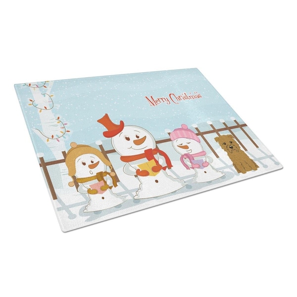 Carolines Treasures Merry Christmas Carolers Glen of Imal Tan Glass Cutting Board, Large - BB2391LCB