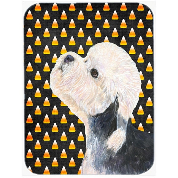 Carolines Treasures 15 x 12 in. Dandie Dinmont Terrier Candy Corn Halloween Portrait Glass Cutting Board - Large - SS4296LCB