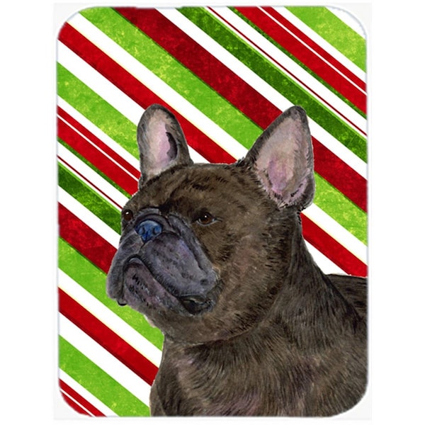 Carolines Treasures French Bulldog Candy Cane Holiday Christmas Glass Cutting Board - Large - SS4588LCB
