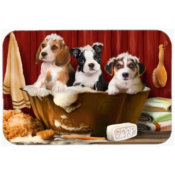 Carolines Treasures Beagle- Boston Terrier And Jack Russel In The Tub Glass Cutting Board- Large - PTW2047LCB