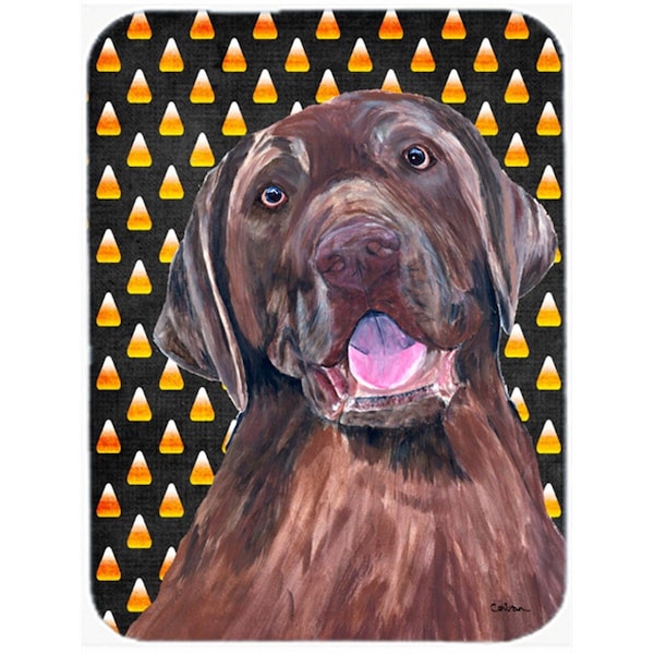 Carolines Treasures Labrador Chocolate Candy Corn Halloween Portrait Glass Cutting Board- Large - SC9157LCB